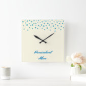Horloge Carrée Blue Confetti Homeschool Maman (Maison)