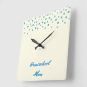 Horloge Carrée Blue Confetti Homeschool Maman (Angle)
