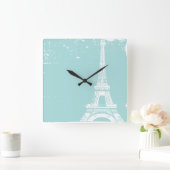Horloge Carrée Blue Eiffel Custom Wall Clock (Maison)