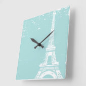 Horloge Carrée Blue Eiffel Custom Wall Clock (Angle)