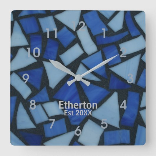 Horloge Carrée Blue Glass Mosaic Pattern Acrylic Wall Clock (Recto)