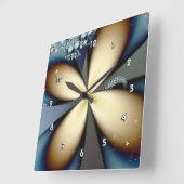 Horloge Carrée Blue Gold Cute Abstrait Floral (Angle)
