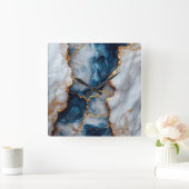 Horloge Carrée Blue & Gold Marble Square Wall Clock  (Maison)