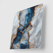 Horloge Carrée Blue & Gold Marble Square Wall Clock  (Angle)