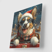 Horloge Carrée Blue Heeler Dog Roller Dessous de verre Noël (Angle)