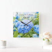 Horloge Carrée Blue hydrangea beautiful wedding wall clock (Maison)