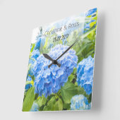 Horloge Carrée Blue hydrangea beautiful wedding wall clock (Angle)