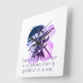 Horloge Carrée Blue Ink Samurai Warrior & Custom Quote Wall Clock (Angle)