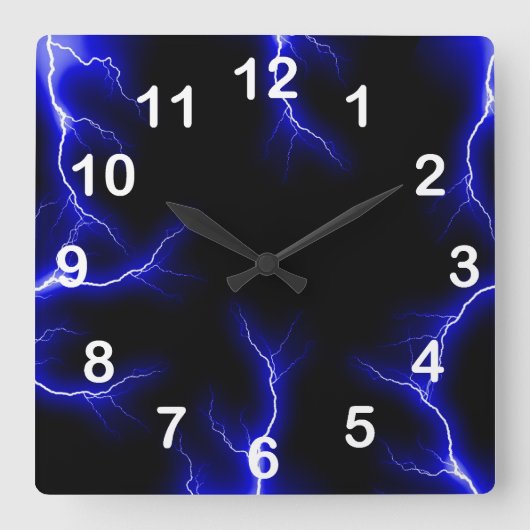 Horloge Carrée Blue Lightning (Recto)