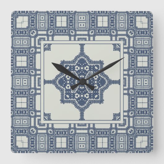 Horloge Carrée Blue Moroccan   (Recto)