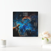 Horloge Carrée Blue Nebula Nuds AI Concept Art par Xzendor7 (Maison)