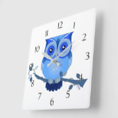Horloge Carrée Blue Owl Clock (Angle)