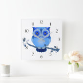 Horloge Carrée Blue Owl Clock (Maison)