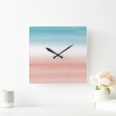 Horloge Carrée Blue peach ombre (Maison)