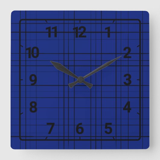 Horloge Carrée Blue plaid pattern (Recto)