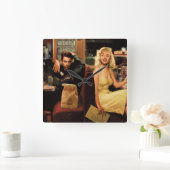 Horloge Carrée Blue Plate (Maison)