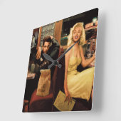 Horloge Carrée Blue Plate (Angle)