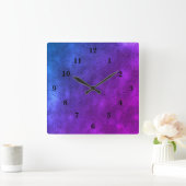 Horloge Carrée Blue puple pink marble , rainbow (Maison)