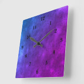 Horloge Carrée Blue puple pink marble , rainbow (Angle)