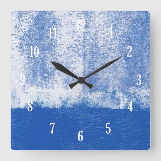 Horloge Carrée Blue rolled paint clock (Recto)