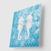 Horloge Carrée Blue Sea Glass (Angle)