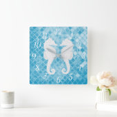 Horloge Carrée Blue Sea Glass (Maison)