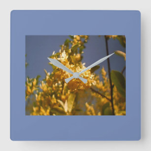 Horloge Carrée Blue Skies Floral