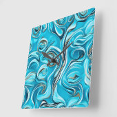 Horloge Carrée Blue Swirls Abstrait Peinture numérique (Angle)