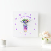Horloge Carrée Blueberry Juice Cool Drink Summer Wall Clock (Maison)