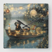 Horloge Carrée Bluetick Coonhound Noël Festive Voyage (Recto)