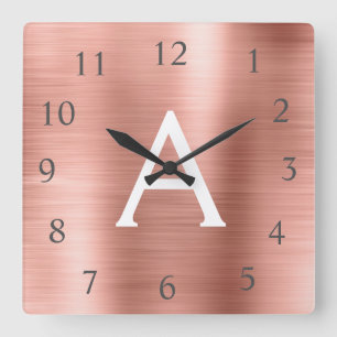 Horloge Carrée Blush Pink - Rose Gold Métallophone Nom