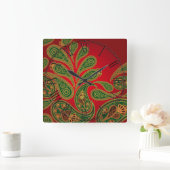 Horloge Carrée Boho Chic Retro Hippy Paisley (Maison)