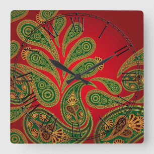 Horloge Carrée Boho Chic Retro Hippy Paisley