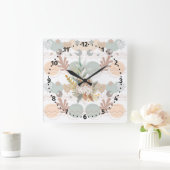 Horloge Carrée Boho modern geometric wallpaper (Maison)