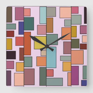 Horloge Carrée Boho Rectangles