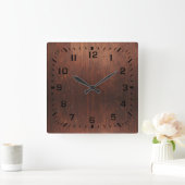 Horloge Carrée Bois brun foncé Faux (Maison)