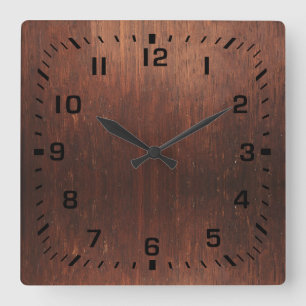 Horloge Carrée Bois brun foncé Faux