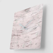 Horloge Carrée Bois d'Arbre de Bouleau Blanc Style Ferme Rustique (Angle)