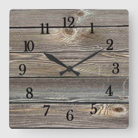Horloge Carrée Bois d'aspect authentique (Recto)