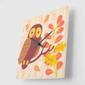 Horloge Carrée Bois d'automne (Angle)