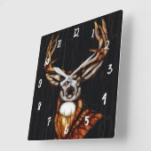 Horloge Carrée Bois de bois Cerf rustique Pays Ferme unique (Angle)
