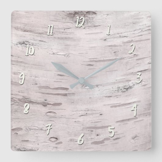 Horloge Carrée Bois de bouleau blanc Grange rustique Ferme Chic (Recto)