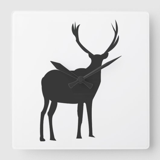 Horloge Carrée Bois de cerf faune cervidés (Recto)