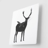 Horloge Carrée Bois de cerf faune cervidés (Angle)