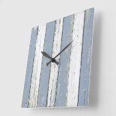 Horloge Carrée Bois de chauffage bleu rustique (Angle)