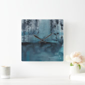 Horloge Carrée Bois d'hiver (Maison)