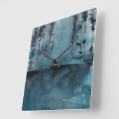 Horloge Carrée Bois d'hiver (Angle)