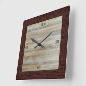 Horloge Carrée Bois Grains Bordure de Burap moderne (Angle)