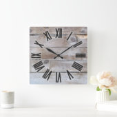 Horloge Carrée bois patiné (Maison)