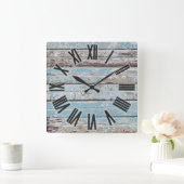 Horloge Carrée bois patiné (Maison)